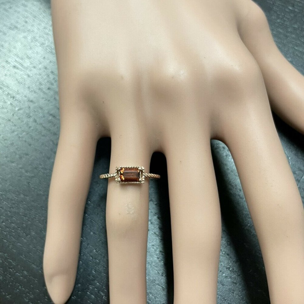 Exquisite Natural Garnet 14k Solid Rose Gold Ring - image 7